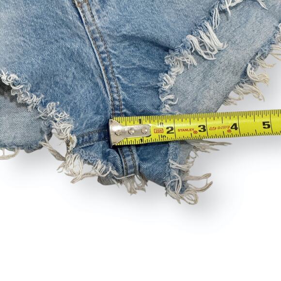 BDG Shorts Womens 30 Blue Denim Super High Rise Cheeky Frayed Urban Outfitters - Picture 9 of 9